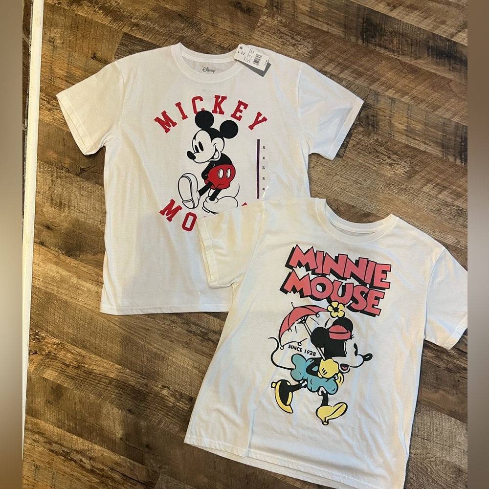 Disney Mickey and Minnie Mouse Women’s T-Shirts - White and Red